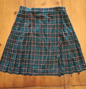 VTG Plaid Wool Mini Skirt Pleated Academia Women's 12P 90s Y2K‎ Norton Mcnaugton